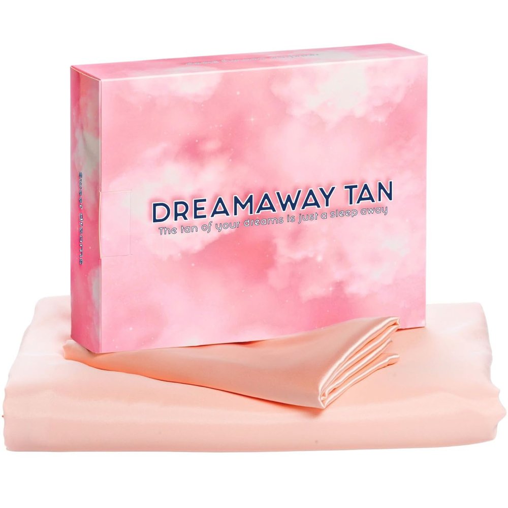 Dreamaway Self Tan Sleep Sack Silky Satin Travel Sheet with Sewn-in Pillow Holder, 2 Easy Access Zippers and Bonus Pillow Case Spray Tanning Lotion Stain Protection