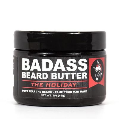 Badass Beard Care Beard Butter For Men - The Holiday, 3 oz - Made of Natural Ingrediens for Healthy, Soften and Itchness Free Beard and Mustache
