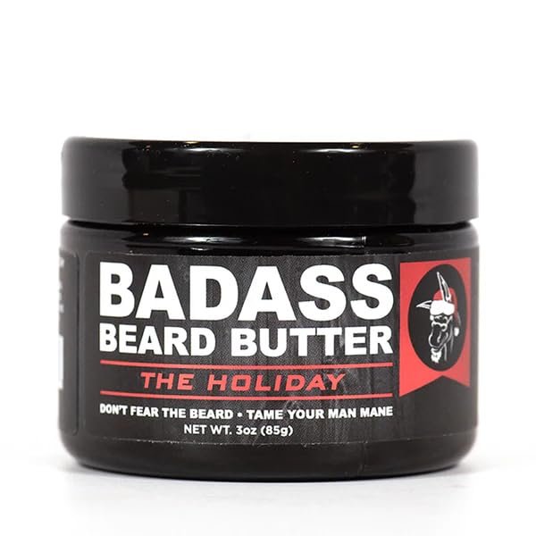 Badass Beard Care Beard Butter For Men - The Holiday, 3 oz - Made of Natural Ingrediens for Healthy, Soften and Itchness Free Beard and Mustache