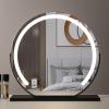 Round Cosmetic Mirror With Led Lights Dimmable Vanity Mirror, Desktop Led Makeup Mirror Touch Switch With 3 Color Light, 360Rotating Cosmetic Mirror , Smart Mirror Touch, Gold ( Color : Black , Size view 1