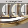 Round Cosmetic Mirror With Led Lights Dimmable Vanity Mirror, Desktop Led Makeup Mirror Touch Switch With 3 Color Light, 360Rotating Cosmetic Mirror , Smart Mirror Touch, Gold ( Color : Black , Size view 3