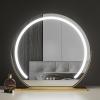 Round Cosmetic Mirror With Led Lights Dimmable Vanity Mirror, Desktop Led Makeup Mirror Touch Switch With 3 Color Light, 360Rotating Cosmetic Mirror , Smart Mirror Touch, Gold ( Color : Black , Size view 4