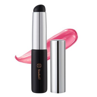 STUDIO17 Silicone Lip Brush for Lip Coloring | Lip Makeup Brush for Even & Detailed Application on Lip Color | Silicone Tip for Easy Use & Hygiene | Korean Lip Brush with Portability, Black