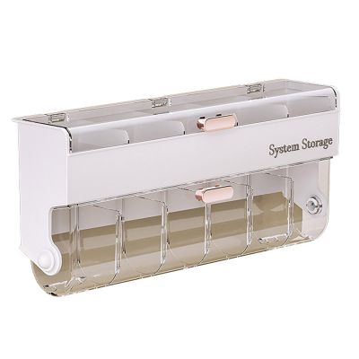 GIFZES Transparent Lid Storage Container Sock Sure Here's A Product Title for Listing Wall Box Punch-Free Self-Adhesive Multi Compartments Anti-Slip Bathroom White