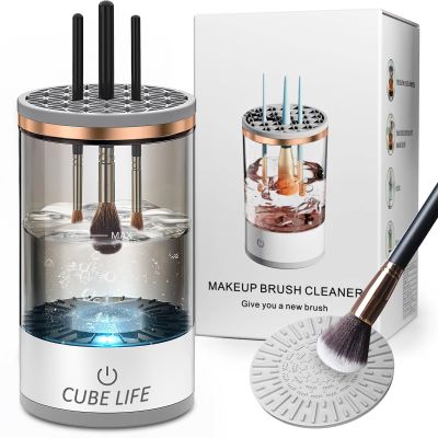 CUBE LIFE Electric Makeup Brush Cleaner Machine - Portable Automatic USB Cosmetic Brushes Cleaner Cleanser Tool for All Size Beauty Makeup Brush Set, Green