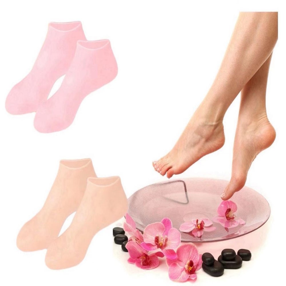 2 Pairs Silicone Socks for Dry Cracked Feet Women,Silicones Moisturizing Socks,Foot Spa Pedicure Silicone Socks for Repairing Dry Feet,Cracked Heels and Softening Rough Skin(Fits Up to Size 9)