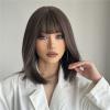 12In Wig Human Hair Straight Bob Wig High Temperature Silk Chemical Iber Short Black Hair for Ladies Daily Wear or Cosplay Party A,12inch view 4
