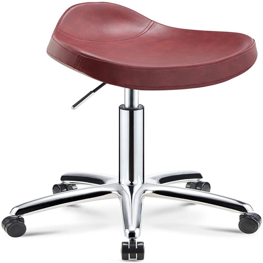 Stool with Wheels Rolling Chair Office Salon Tattoo Kitchen Massage Work Height Adjustable Swivel Stool (A)