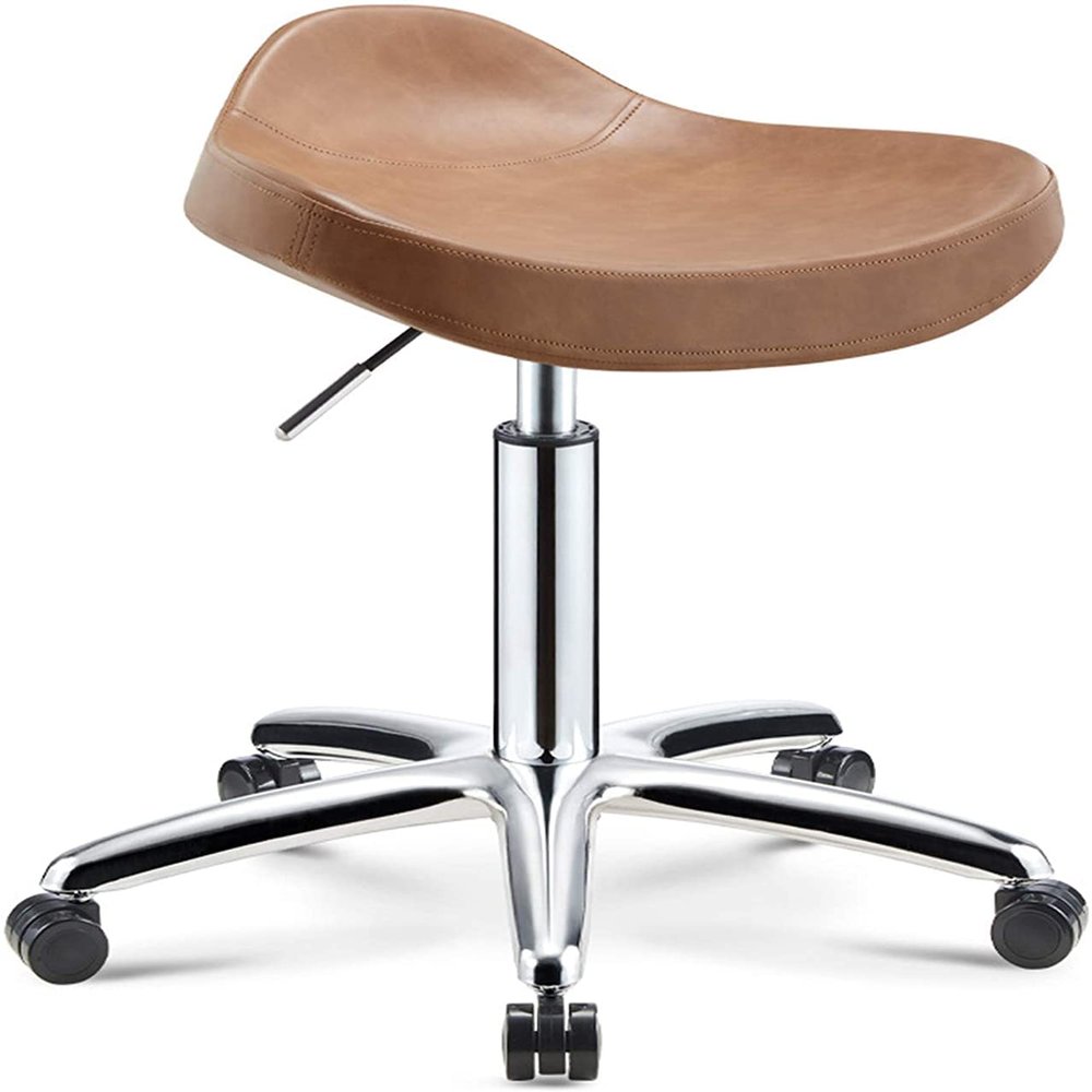 Stool with Wheels Rolling Chair Office Salon Tattoo Kitchen Massage Work Height Adjustable Swivel Stool (D)