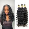 XISHIHONGYAN Bulk Human Hair Deep Curly - 3 Bundles (150g) Weft-Free Seamless for Box & Boho Knotless Braids 18 Inch Natural Black view 1