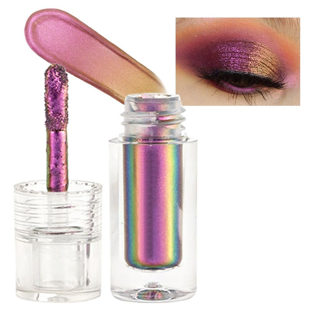AMY'S DIARY Duochrome MultiChrome Chameleon Liquid Metallic Eyeshadow, High-Impact Multi-Dimensional Finish,Red Yello Silky Smooth and High Pigment Holographic Glitter Eyeshadow Makeup (#06)