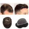NinthAvenue Basics Toupee for Men Full French Lace Human Hair System For Men Bleached Knots Mens Hair Replacement System Breathable Full Lace Hairpiece8""X10""#310 Dark Brown with 10% gray-120% density view 1