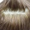 Toupee for Men Full French Lace Human Hair System For Men Bleached Knots Mens Hair Replacement System Breathable Full Lace Hairpiece7"X9"#520 Medium Light Brown with 20% gray-100% density view 4