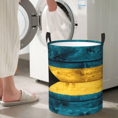 Bahamas Flag Circular Hamper Lasting Organization Bedroom Bathroom Dcor