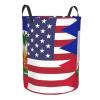 America Haiti Friendship Flag Circular Hamper Lasting Organization Bedroom Bathroom Dcor view 3
