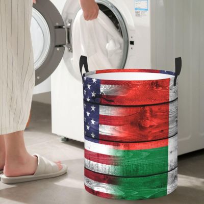 Us Madagascar America Flag Circular Hamper Lasting Organization Bedroom Bathroom Dcor