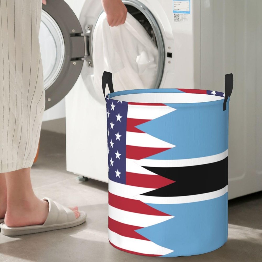 America Botswana Friendship Flag Circular Hamper Lasting Organization Bedroom Bathroom Dcor
