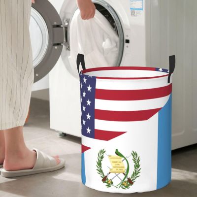 America Guatemala Friendship Flag Circular Hamper Lasting Organization Bedroom Bathroom Dcor