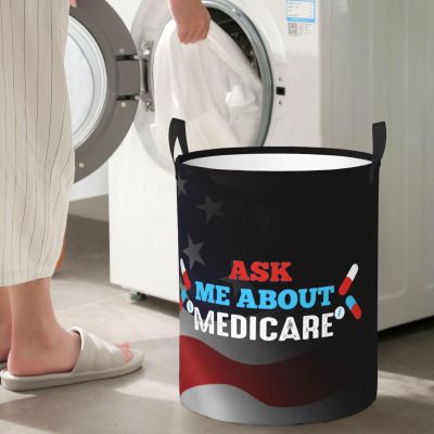 Ask Me About Medicare Circular Hamper Lasting Organization Bedroom Bathroom Dcor