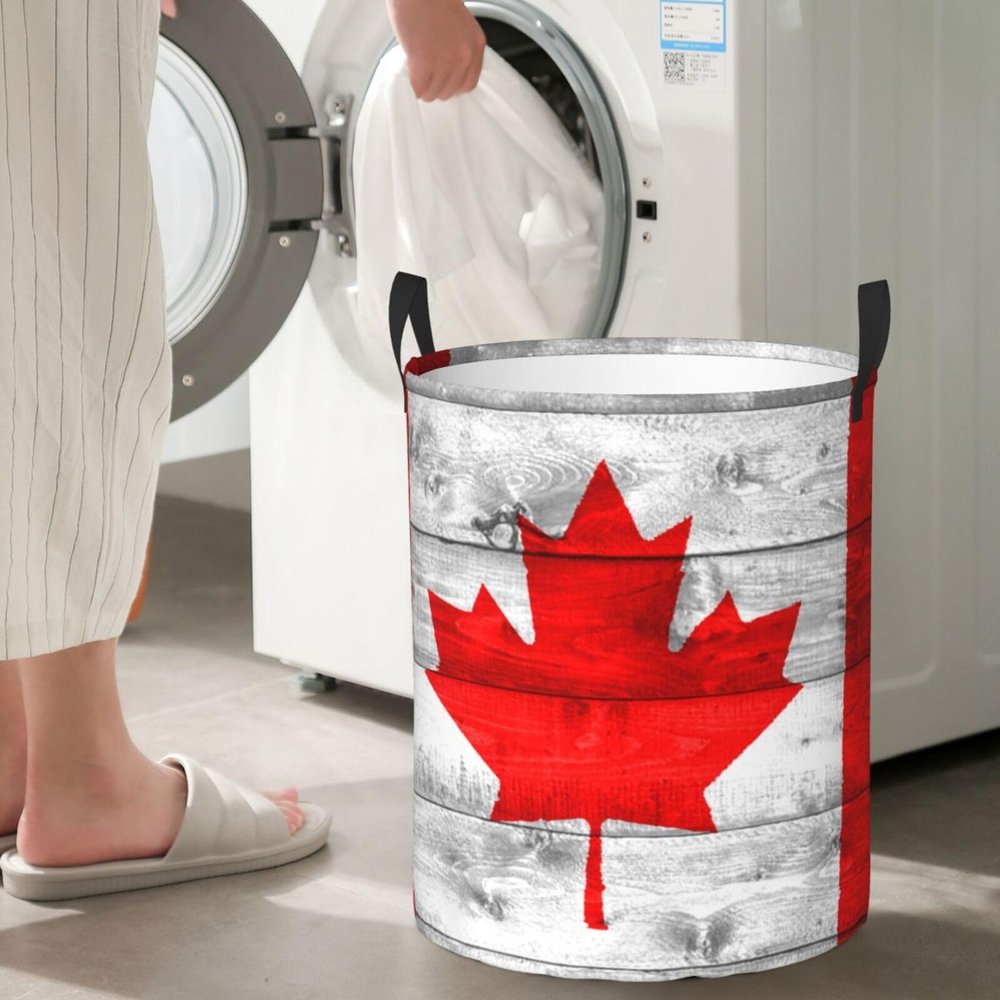 Canada Flag Circular Hamper Lasting Organization Bedroom Bathroom Dcor