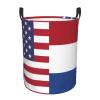 America Netherlands Friendship Flag Circular Hamper Lasting Organization Bedroom Bathroom Dcor view 2