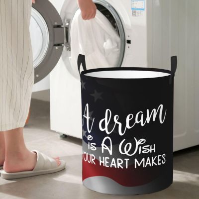 A Dream Is A Wish Your Heart Makes Circular Hamper Lasting Organization Bedroom Bathroom Dcor