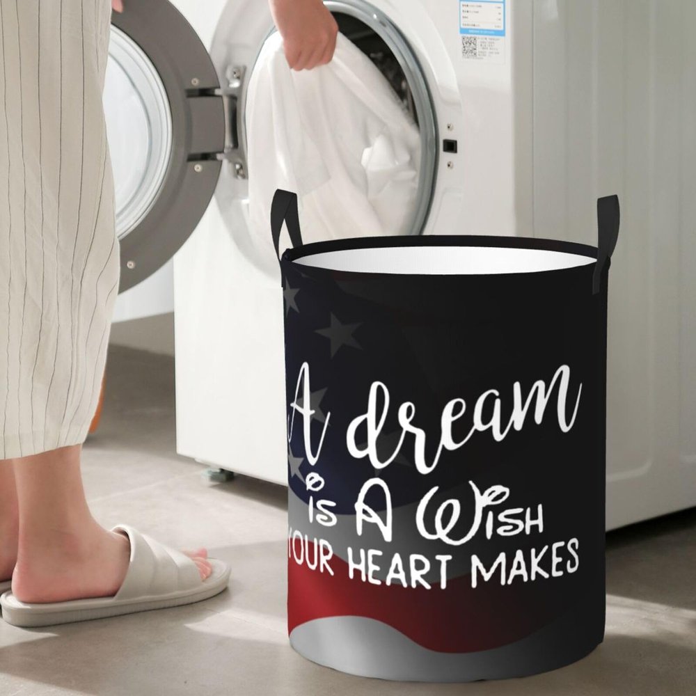 A Dream Is A Wish Your Heart Makes Circular Hamper Lasting Organization Bedroom Bathroom Dcor