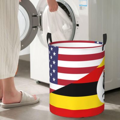 America Uganda Friendship Flag Circular Hamper Lasting Organization Bedroom Bathroom Dcor