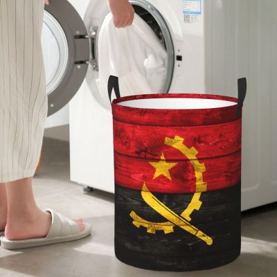Angola Flag Circular Hamper Lasting Organization Bedroom Bathroom Dcor