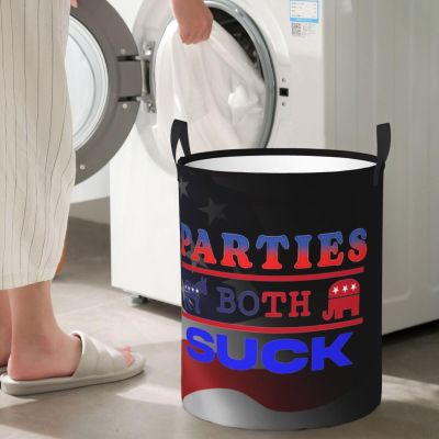 Anti Politics They Both Suck Circular Hamper Lasting Organization Bedroom Bathroom Dcor