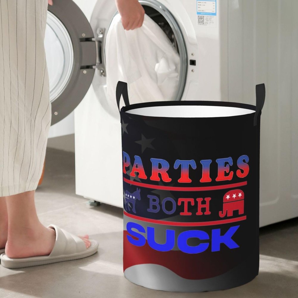 Anti Politics They Both Suck Circular Hamper Lasting Organization Bedroom Bathroom Dcor