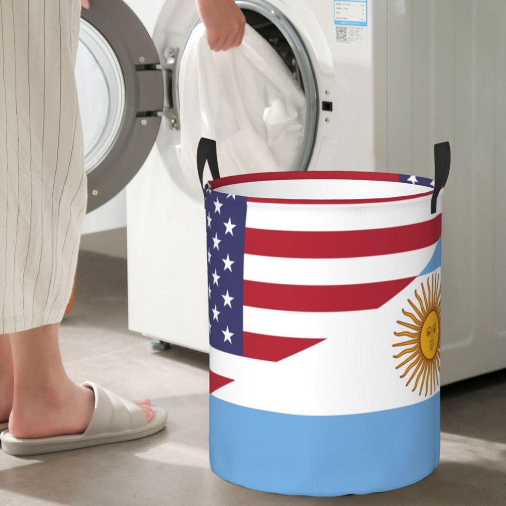 America Argentina Friendship Flag Circular Hamper Lasting Organization Bedroom Bathroom Dcor