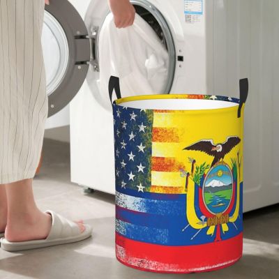 American Ecuadorian Flag Circular Hamper Lasting Organization Bedroom Bathroom Dcor