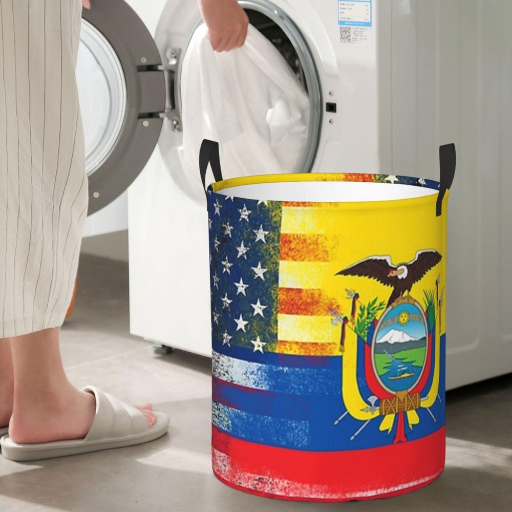American Ecuadorian Flag Circular Hamper Lasting Organization Bedroom Bathroom Dcor