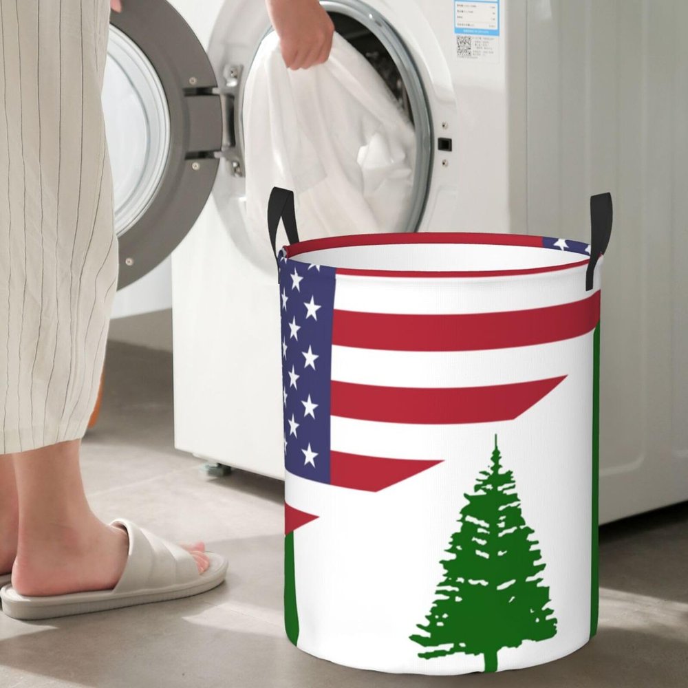 America Norfolk Island Friendship Flag Circular Hamper Lasting Organization Bedroom Bathroom Dcor