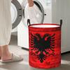 Albania Flag Circular Hamper Lasting Organization Bedroom Bathroom Dcor view 1