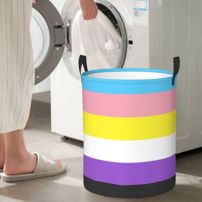 Trans Nonbinary Pride Flag Lgbtq Circular Hamper Lasting Organization Bedroom Bathroom Dcor