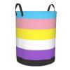 Trans Nonbinary Pride Flag Lgbtq Circular Hamper Lasting Organization Bedroom Bathroom Dcor view 3
