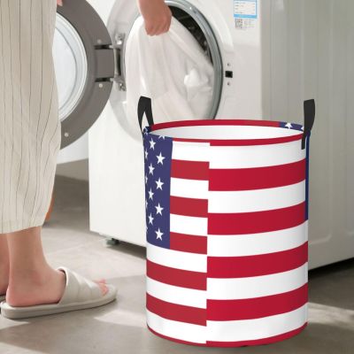 America Liberia Friendship Flag Circular Hamper Lasting Organization Bedroom Bathroom Dcor