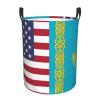 America Kazakhstan Friendship Flag Circular Hamper Lasting Organization Bedroom Bathroom Dcor view 2