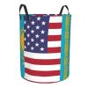 America Kazakhstan Friendship Flag Circular Hamper Lasting Organization Bedroom Bathroom Dcor view 3