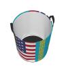 America Kazakhstan Friendship Flag Circular Hamper Lasting Organization Bedroom Bathroom Dcor view 4