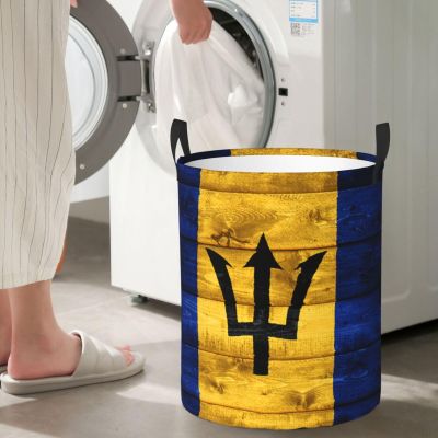Barbados Flag Circular Hamper Lasting Organization Bedroom Bathroom Dcor