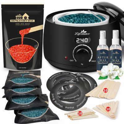 Lifestance L2 Digital Wax Warmer Hair Removal Kit + 1LB Strawberry Wax Beads