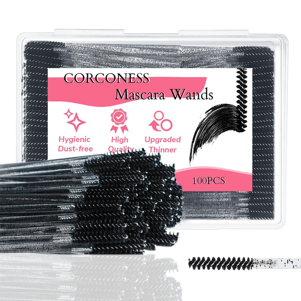 Corconess 100Pcs Mini Spoolies For Eyelash Extensions,Disposable Lash Spoolies Micro Eyebrow Brush Eyelash Spoolies Mascara Wands Lash Tech Supplies