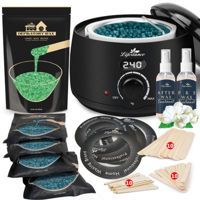 Lifestance L2 Digital Wax Warmer Hair Removal Kit + 1LB Aloe Wax Beads