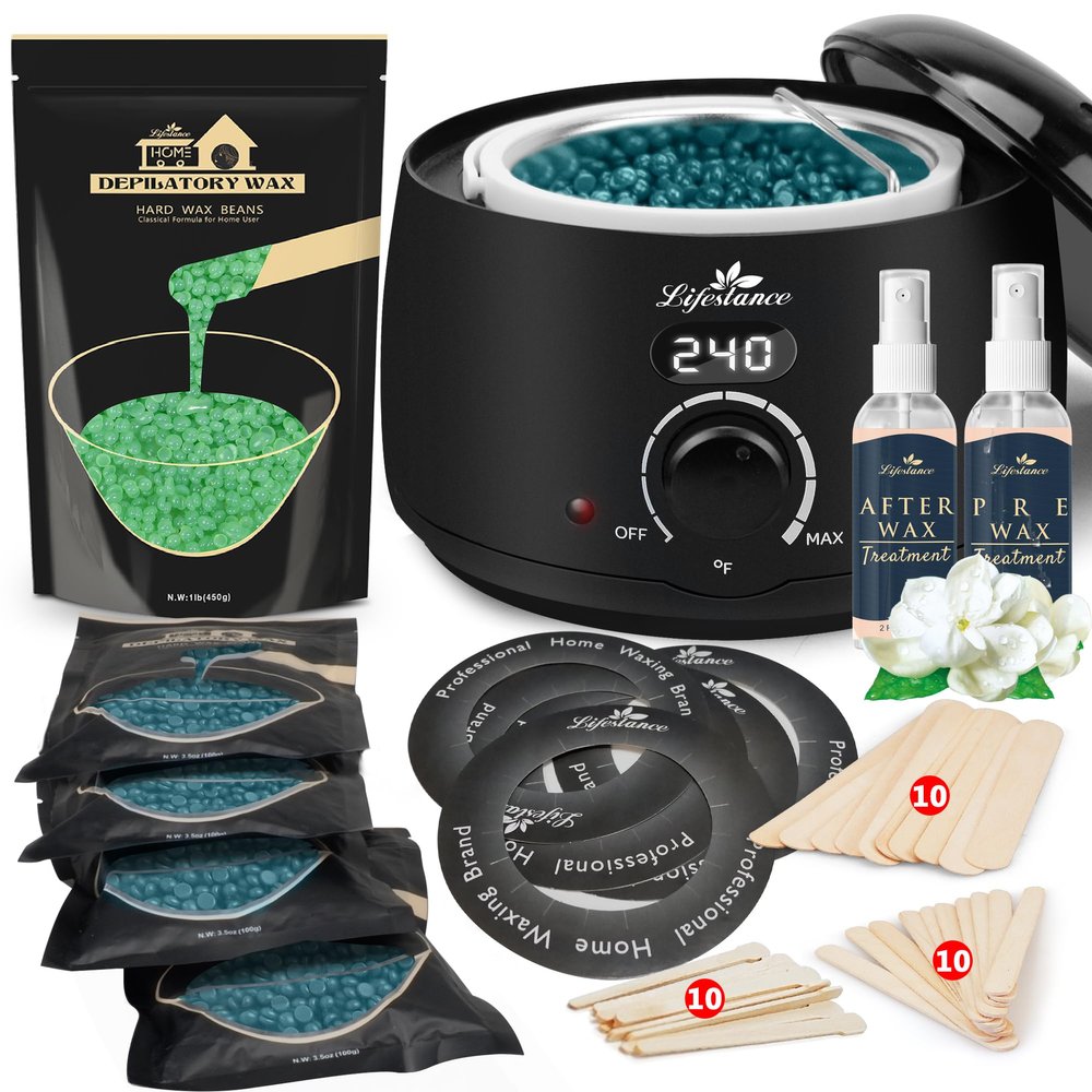 Lifestance L2 Digital Wax Warmer Hair Removal Kit + 1LB Aloe Wax Beads