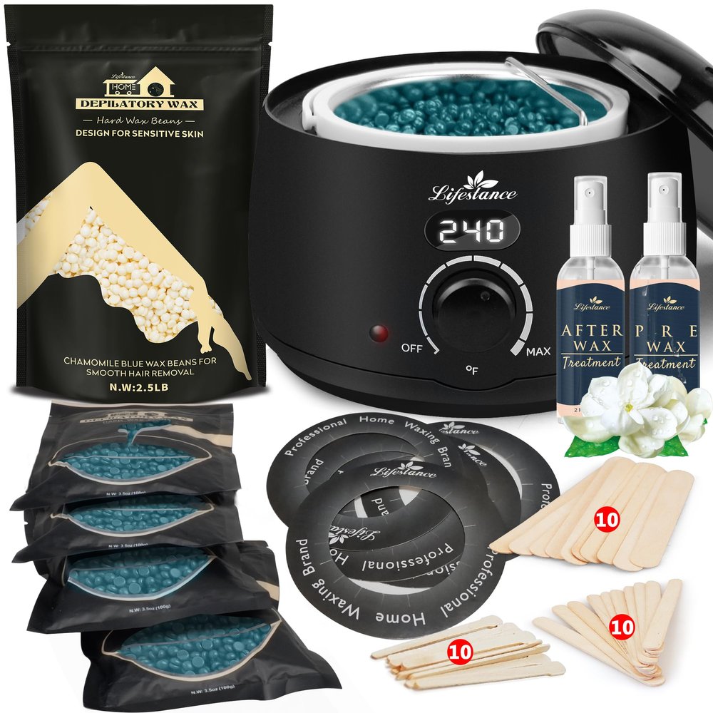 Lifestance L2 Digital Wax Warmer Hair Removal Kit + 2.5LB Cream Wax Beads