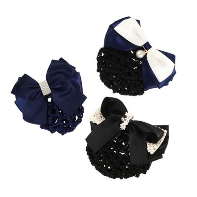 PLAFOPE 3pcs Bow Headdress Hair Lace and Rhinestone Accessories for Women Elegant Elastic Hair Clips for Office Parties and Everyday Use
