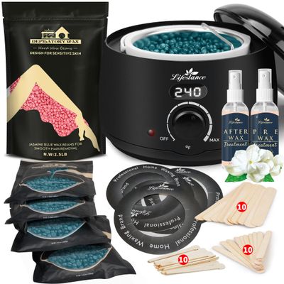 Lifestance L2 Digital Wax Warmer Hair Removal Kit + 2.5LB Rose Wax Beads